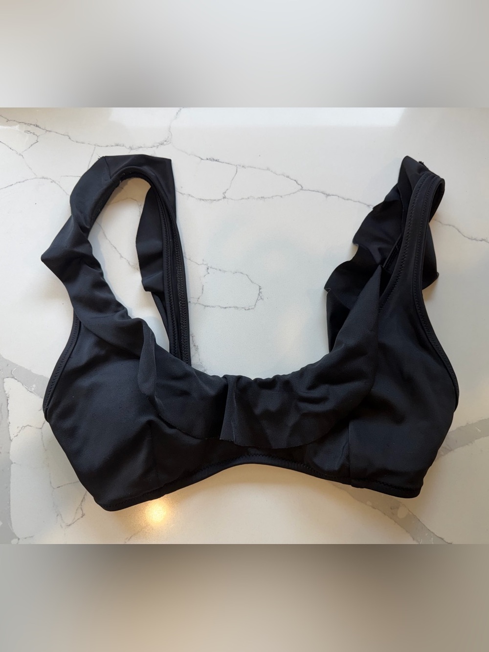 Victoria's Secret Black Ruffle Bikini Top